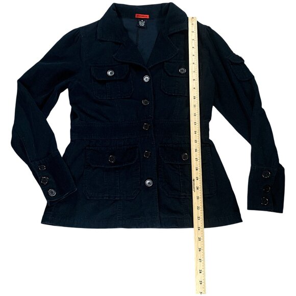 Mia Motto Jacket Womens M Navy Corduroy Short Button Military Army Y2K Everyday - Picture 5 of 15